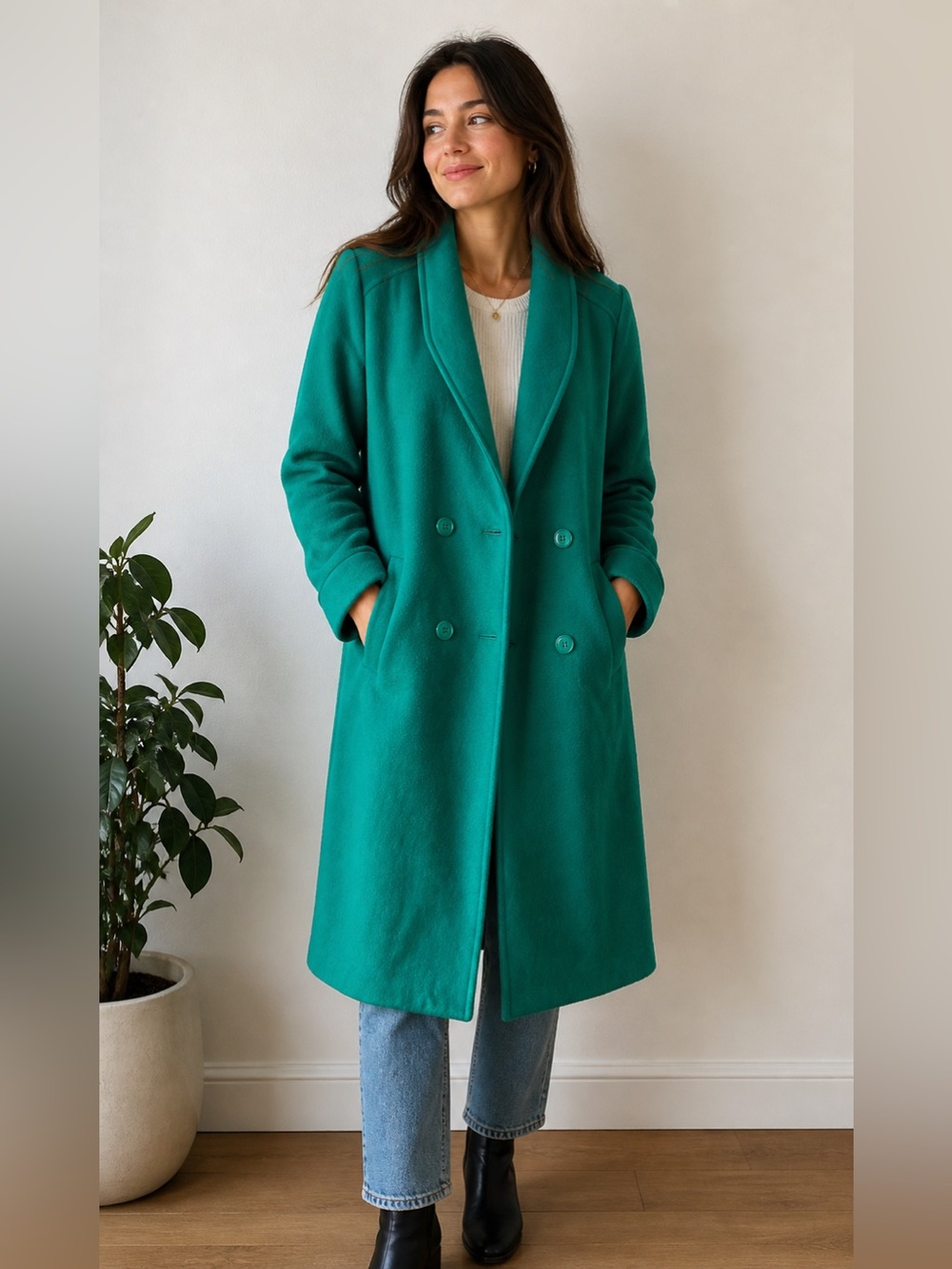 VTG Impromtu 100% Virgin Wool Green Belted Peacoat Size M/L - quiet luxury